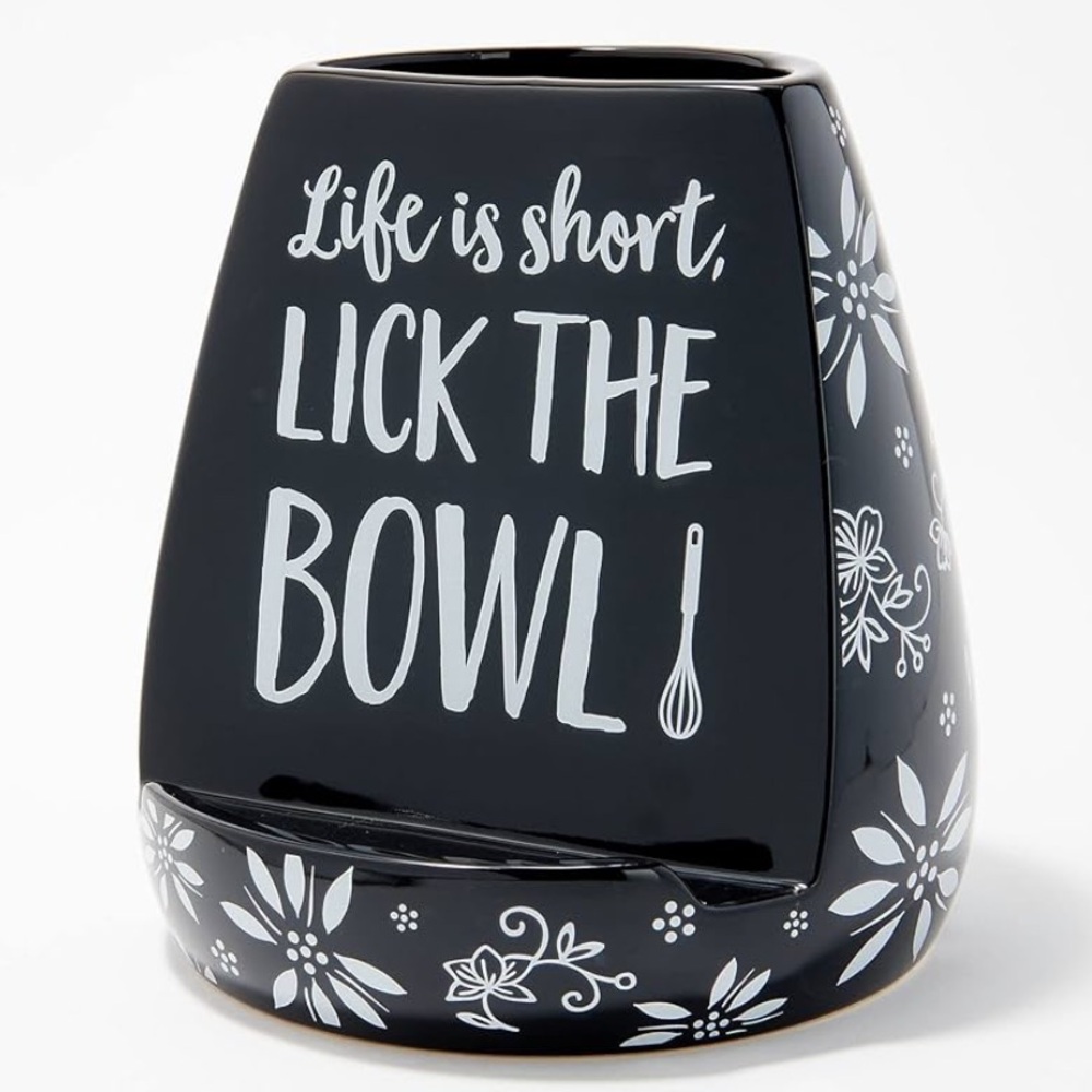 Temp-tations Classic Tablet Holder/Utensil Crock: Life is Short, Lick the Bowl
